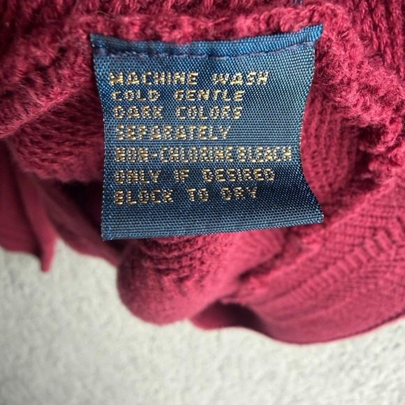 Chaps Ralph Lauren Mens Large Burgundy Chevron Cotton Knit Sweater Vintage - Picture 7 of 11